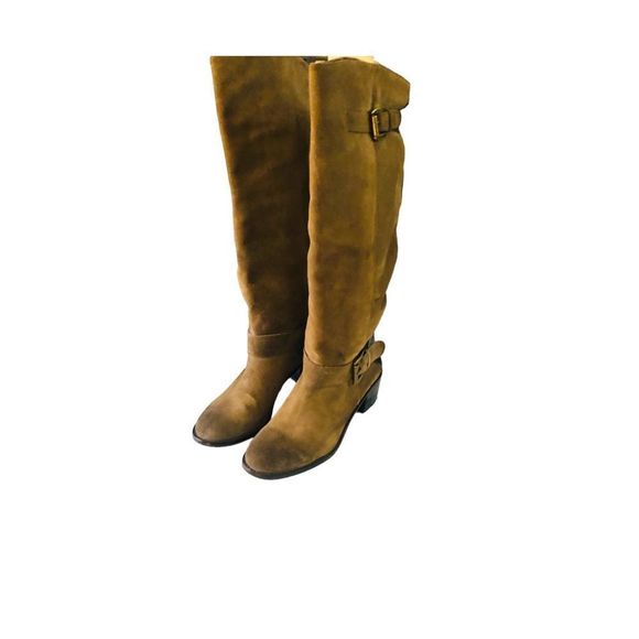 INC International Concepts Tall BrownSuede Boots with Buckle and Leather Back Si - Picture 5 of 15